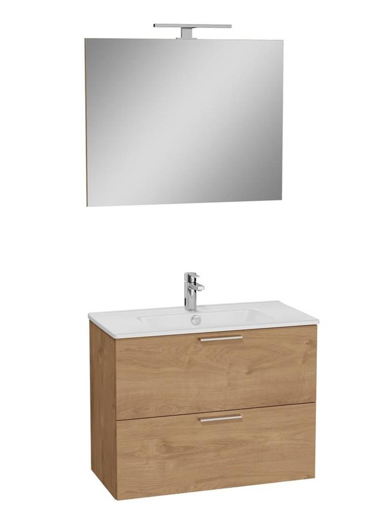 Vitra Kúpeľňová zostava s umývadlom, zrkadlom a osvetlením  Mia 79x61x39,5 cm dub MIASET80D, značky Vitra