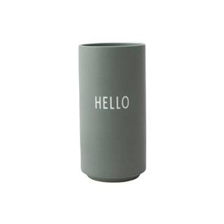 Zelená porcelánová váza Design Letters Hello, výška 11 cm