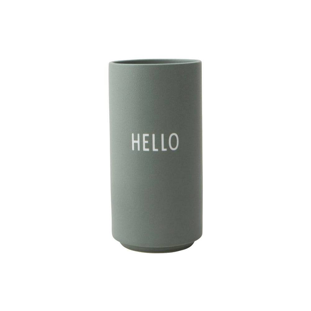 Design Letters Zelená porcelánová váza  Hello, výška 11 cm, značky Design Letters
