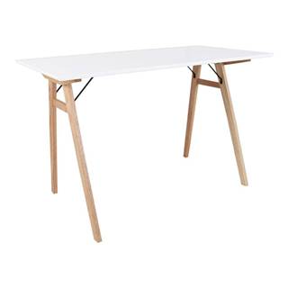 Biely stôl s hnedými nohami HoNordic Vojens Desk, dĺžka 120 cm