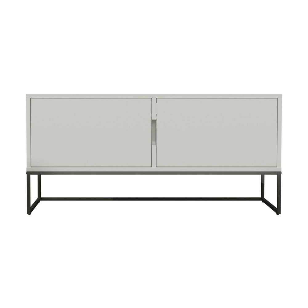 Tenzo Biely dvojdverový TV stolík s kovovými nohami v čiernej farbe  Lipp, šírka 118 cm, značky Tenzo
