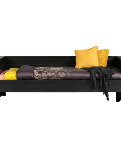 Čierna posteľ/sofa z borovicového dreva WOOOD Dennis, 90 x 200 cm