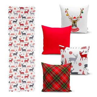Minimalist Cushion Covers Súprava 4 vianočných obliečok na vankúš a behúň na stôl  Christmas Ornaments, značky Minimalist Cushion Covers