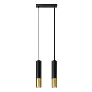 Nice Lamps Závesné svietidlo s kovovým tienidlom v čierno-zlatej farbe 30x6 cm Longbot - , značky Nice Lamps