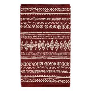 Červeno-biely bavlnený koberec Webtappeti Ethnic, 55 x 140 cm