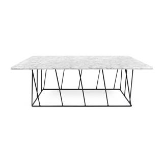 Biely mramorový konferenčný stolík s čiernymi nohami TemaHome Heli×, 120 cm