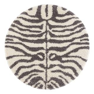 Sivý/béžový okrúhly koberec ø 160 cm Striped Animal - Ragami