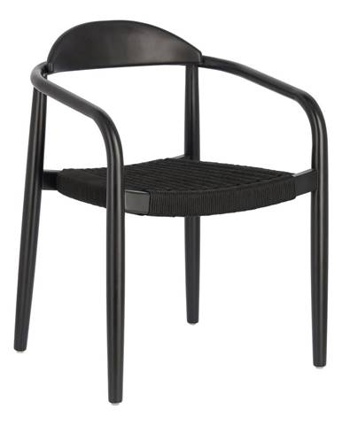 Čierna záhradná stolička z eukalyptového dreva Kave Home Glynis