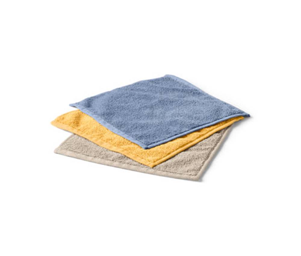 Tchibo Kozmetické uteráky, 3 ks, hnedý, modrý a žltý, značky Tchibo