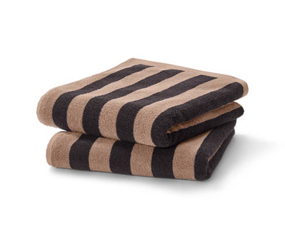 Tchibo Kvalitné uteráky, 2 ks, čierno-hnedé prúžky, značky Tchibo