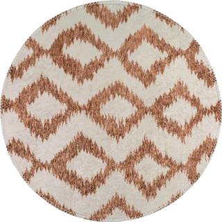 Bielo-oranžový umývateľný okrúhly koberec ø 120 cm - Vitaus