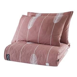 Ružová prikrývka cez posteľ s 2 obliečkami na vankúš z ranforce bavlny Mijolnir Modena, 225 x 240 cm