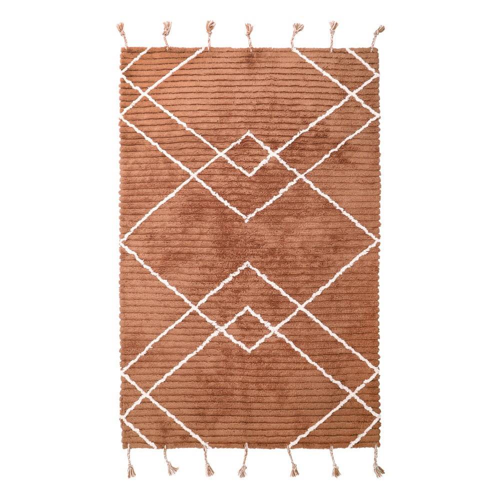 Nattiot Hnedý ručne vyrobený koberec z bavlny  Lassa, 100 x 150 cm, značky Nattiot