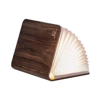 Tmavohnedá LED stolová lampa v tvare knihy z orechového dreva Gingko Booklight