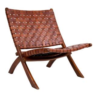 Skladacia stolička z teakového dreva a kože HoNordic Montana