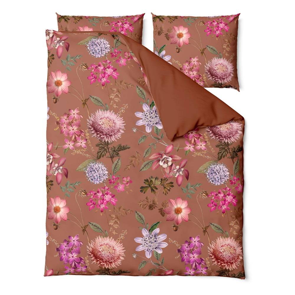 Bonami Selection Terakotovohnedé obliečky na dvojlôžko z bavlneného saténu  Blossom, 200 x 220 cm, značky Bonami Selection
