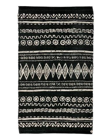 Čierno-biely bavlnený koberec Webtappeti Ethnic, 55 x 180 cm