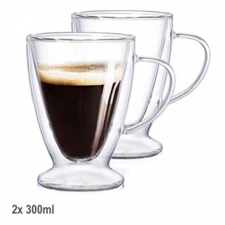 Hrnček sklenený, dvojstenný, na kávu, čaj, 300 ml, VIVA DUALI, sada 2ks