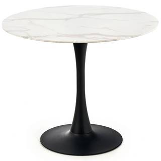 Stôl Ambrosio 90 Sklo/Oceľ – Biely Marmur/Čierna