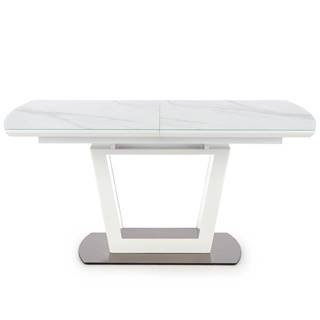 Stôl Blanco 160/200 Sklo/Mdf/Oceľ – Biely Marmur/Biely