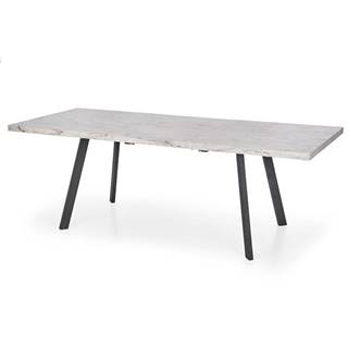 Stôl Dallas 160/220 Mdf/Oceľ – Biely Marmur/Čierna
