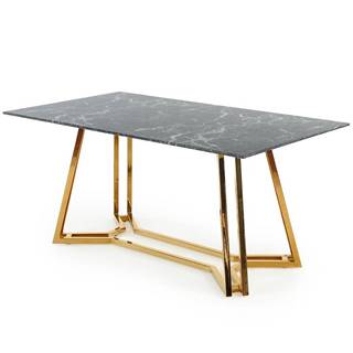 MERKURY MARKET Stôl Konami 160 Sklo/Oceľ – Čierna/Zlatá, značky MERKURY MARKET