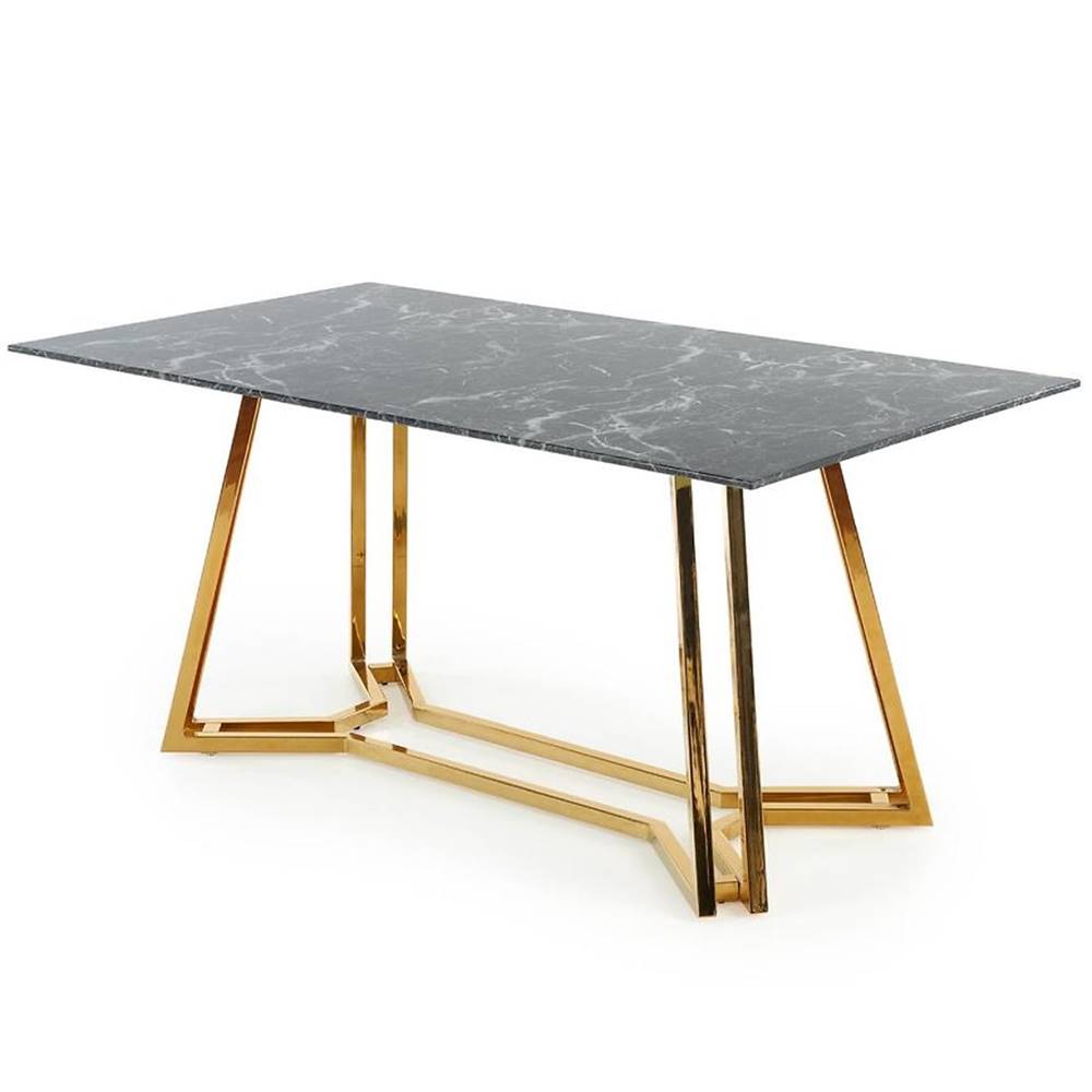 MERKURY MARKET Stôl Konami 160 Sklo/Oceľ – Čierna/Zlatá, značky MERKURY MARKET