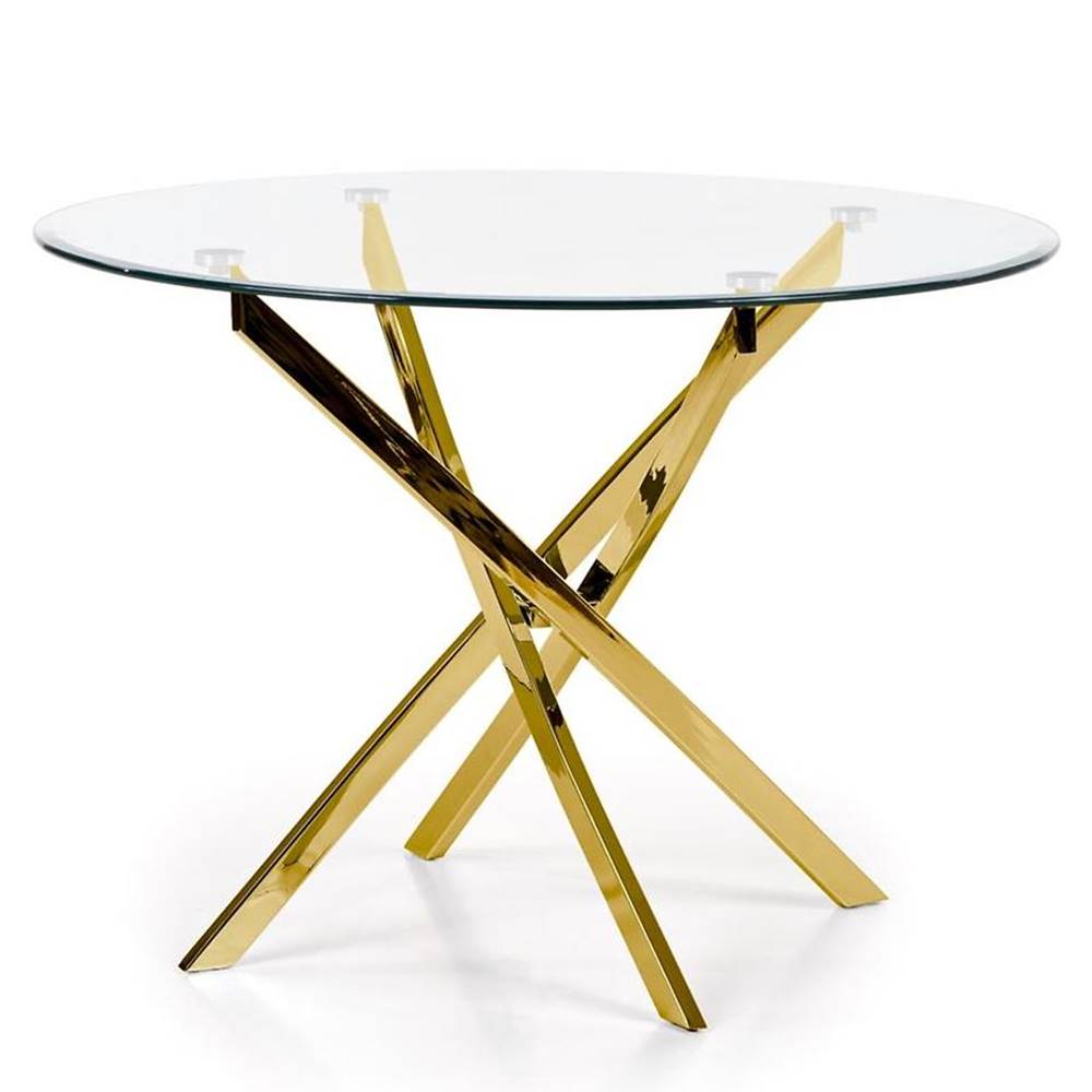 MERKURY MARKET Stôl Raymond 100 Sklo/Oceľ – Bezfarebný/Zlatá, značky MERKURY MARKET