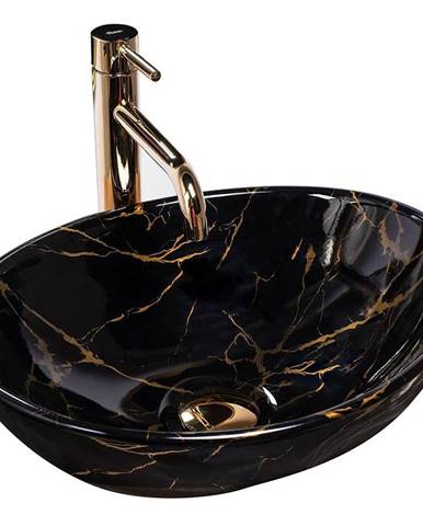 Umývadlo na dosku Sofia Black Marble Shiny