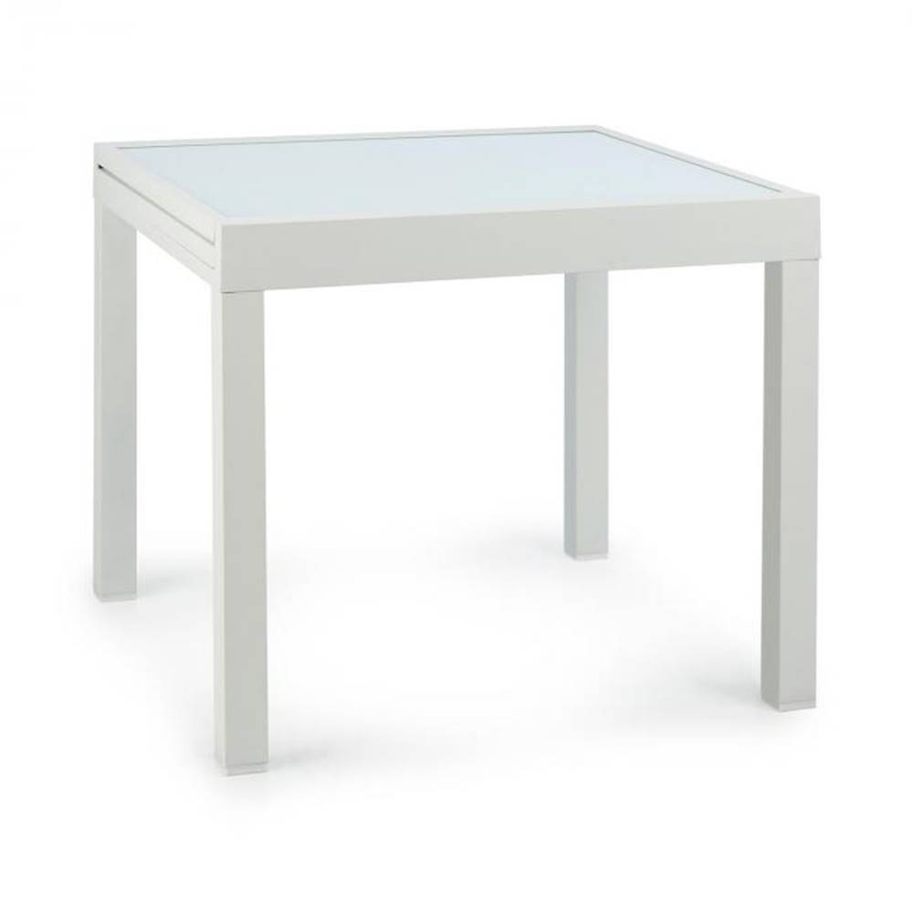 Blumfeldt  Pamplona Extension, záhradný stôl, 180 x 83 cm max., hliník, sklo, biely, značky Blumfeldt