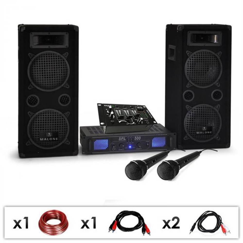 Electronic-Star  DJ set DJ-25M, zosilňovač, reproduktory, mixpult, 1600 W, značky Electronic-Star