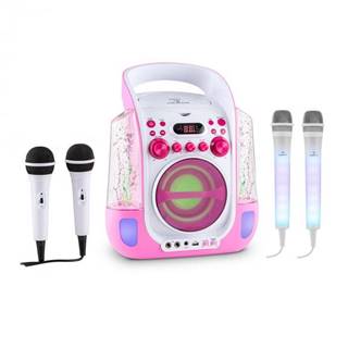 Auna  Kara Liquida ružová farba + Dazzl mikrofónová sada, karaoke zariadenie, mikrofón, LED osvetlenie, značky Auna