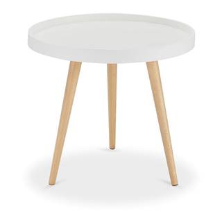 Biely odkladací stolík s nohami z bukového dreva FurnhoOpus, Ø 50 cm