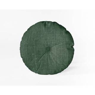 Linen Couture Tmavozelený vankúš Really Nice Things Cojin Redondo Dark Green, ⌀ 45 cm, značky Linen Couture