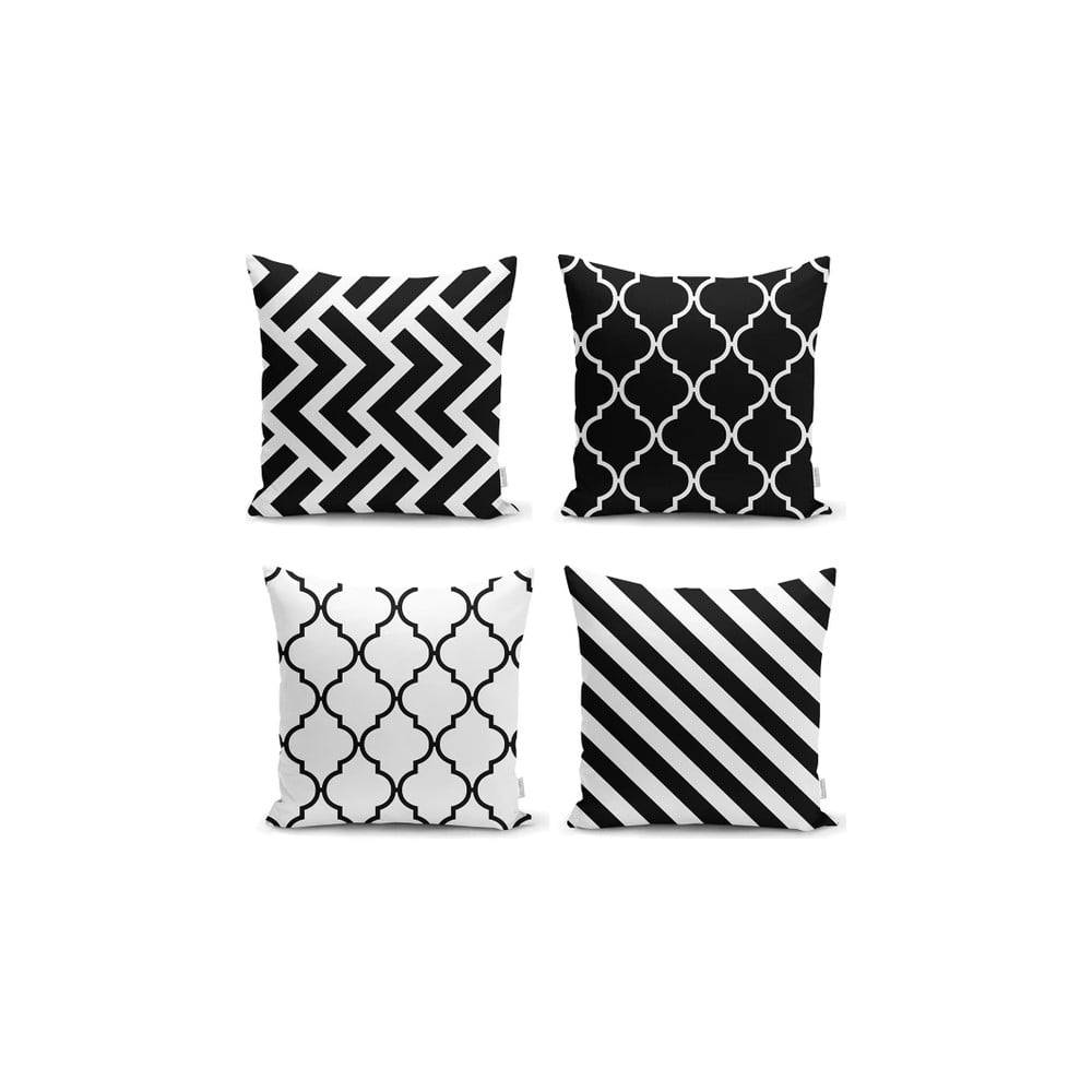 Minimalist Cushion Covers Súprava 4 obliečok na vankúše  BW Graphic Patterns, 45 x 45 cm, značky Minimalist Cushion Covers