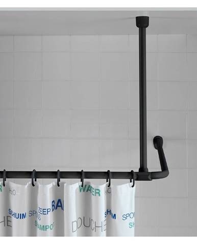 Čierna stropná opora pre sprchový záves Wenko, 57 cm