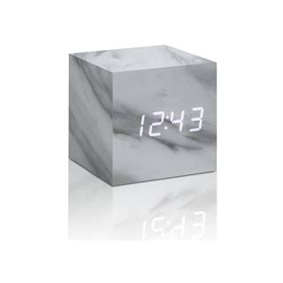 Gingko Sivý budík v mramorovom dekore s bielym LED displejom  Cube Click Clock, značky Gingko