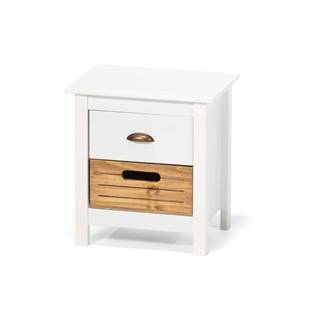 loomi.design Nočný stolík z bieleho borovicového dreva s 2 zásuvkami Bonami Essentials Ibiza, značky loomi.design