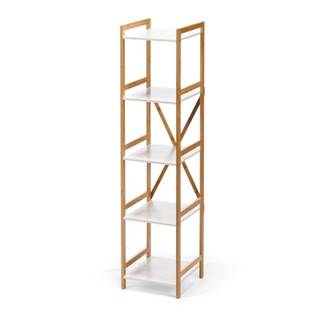 loomi.design Biely úzky päťposchodový regál s bambusovou konštrukciou Bonami Essentials Lora, značky loomi.design