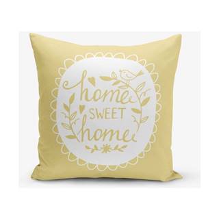 Minimalist Cushion Covers Žltá obliečka na vankúš  Home Sweet Home, 45 × 45 cm, značky Minimalist Cushion Covers