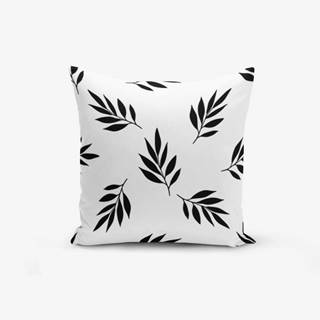 Minimalist Cushion Covers Čierno-biela obliečka na vankúš s prímesou bavlny  Black White Leaf, 45 × 45 cm, značky Minimalist Cushion Covers