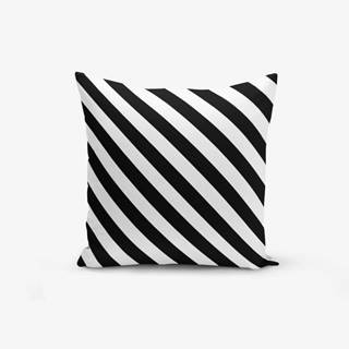 Čierno-biela obliečka na vankúš s prímesou bavlny Minimalist Cushion Covers Black White Seriti, 45 × 45 cm