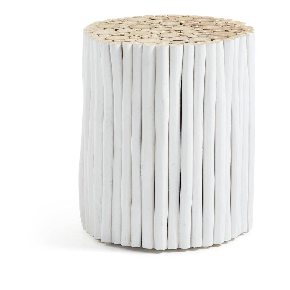 La Forma Biely odkladací stolík z tíkového dreva Kave Home Filippo, ⌀ 35 cm, značky La Forma