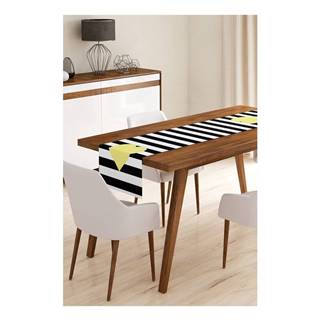 Minimalist Cushion Covers Behúň na stôl z mikrovlákna  Stripes with Yellow Heart, 45 x 140 cm, značky Minimalist Cushion Covers