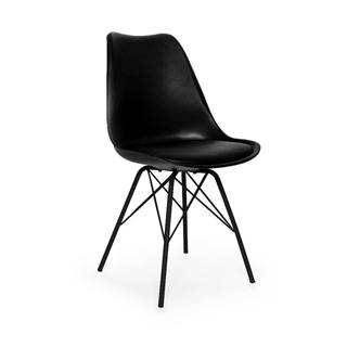 loomi.design Súprava 2 čiernych stoličiek s čiernou kovovou podnožou Bonami Essentials Eco, značky loomi.design