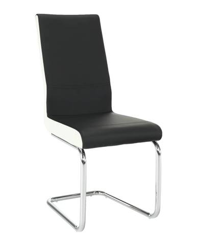 Jedálenská stolička ekokoža čierna biela/chróm NEANA