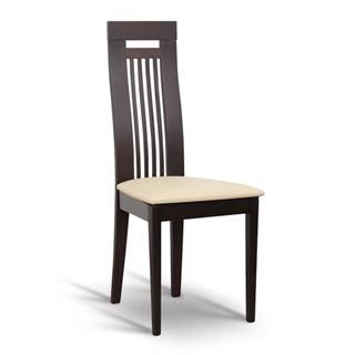 Kondela Drevená stolička wenge/ekokoža béžová EDINA poškodený tovar, značky Kondela