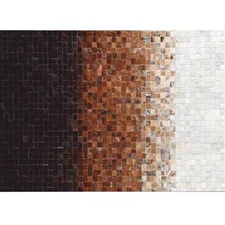 Luxusný kožený koberec biela/hnedá/čierna patchwork 170x240 KOŽA TYP 7