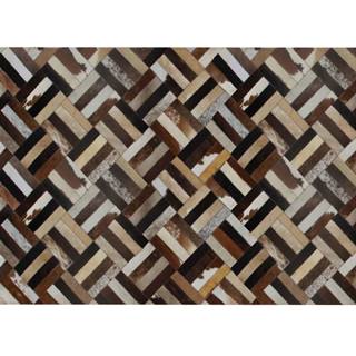 Luxusný kožený koberec hnedá/čierna/béžová patchwork 120x180  KOŽA TYP 2