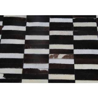 Luxusný kožený koberec  hnedá/čierna/biela patchwork 69x140 KOŽA TYP 6